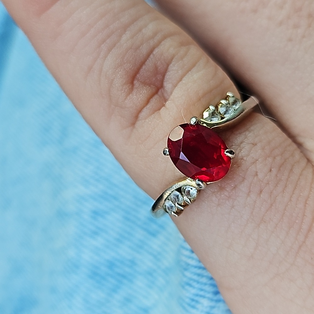 Vintage Joseph Esposito 14kt g.e gold and ruby ring